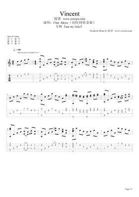  vincent指弹谱 原调六线谱-Chet Atkins