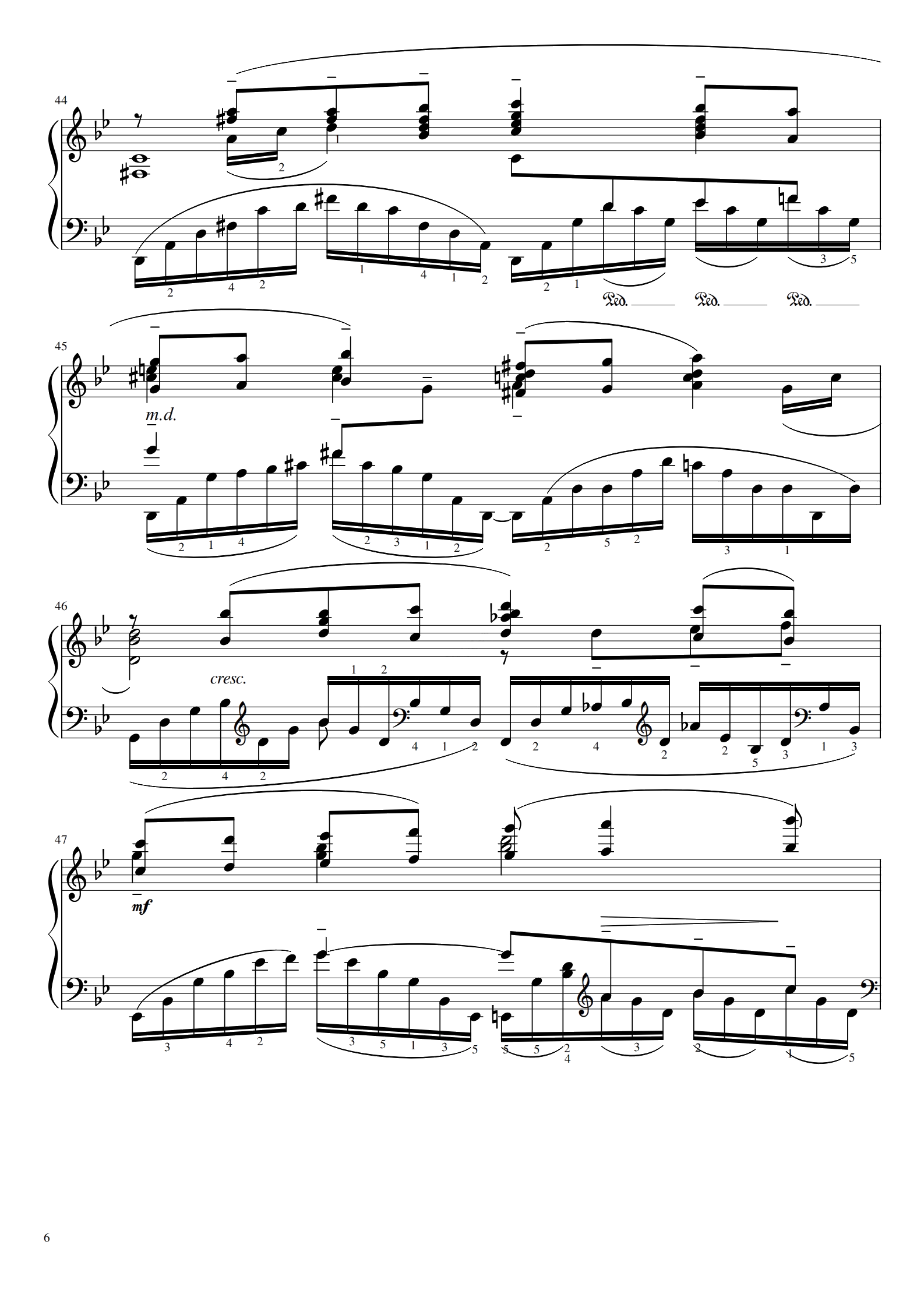 拉赫玛尼诺夫 g小调前奏曲钢琴谱带指法原版OP23NO5