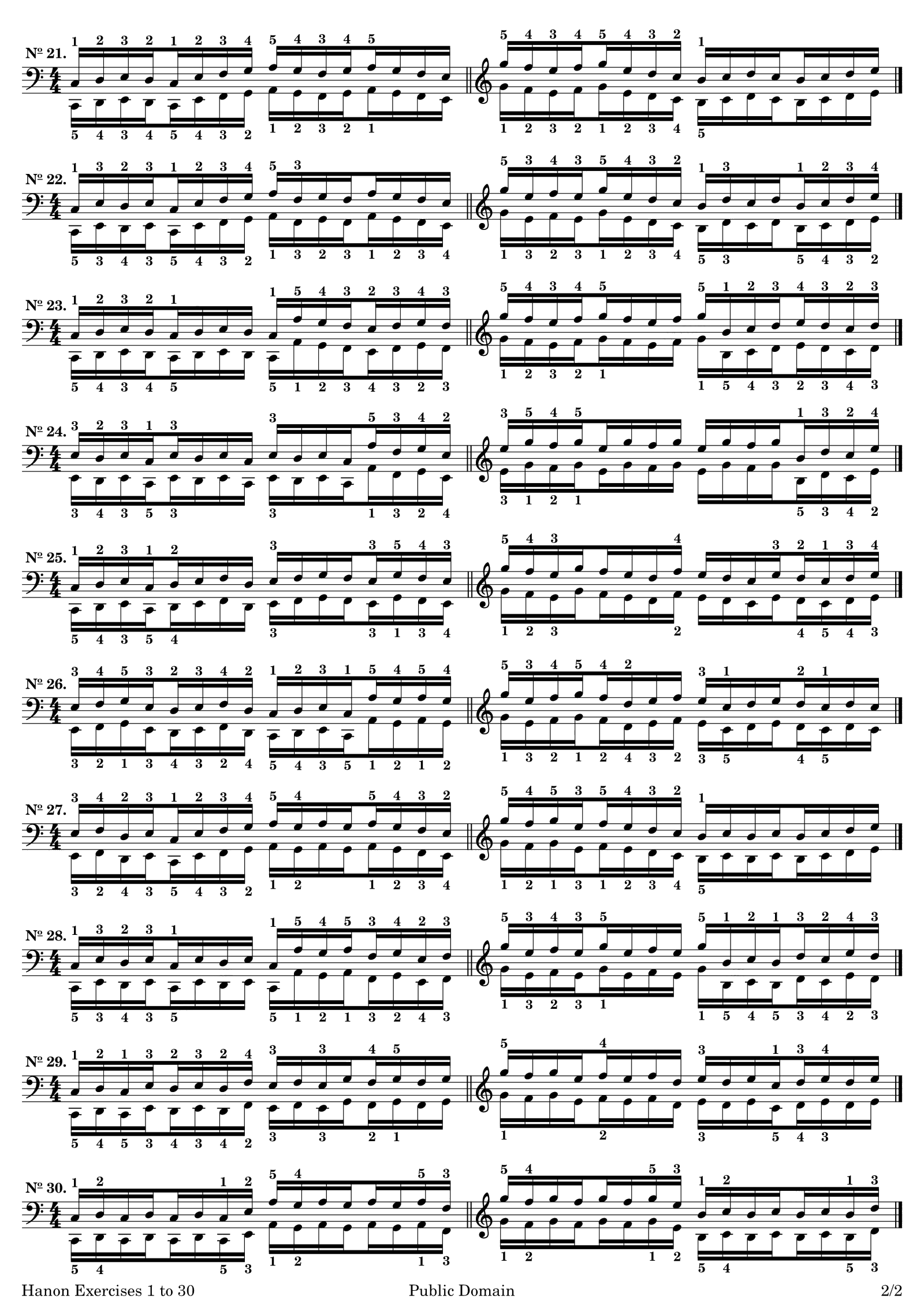 Hanon Condensed - Exercises 1 to 30