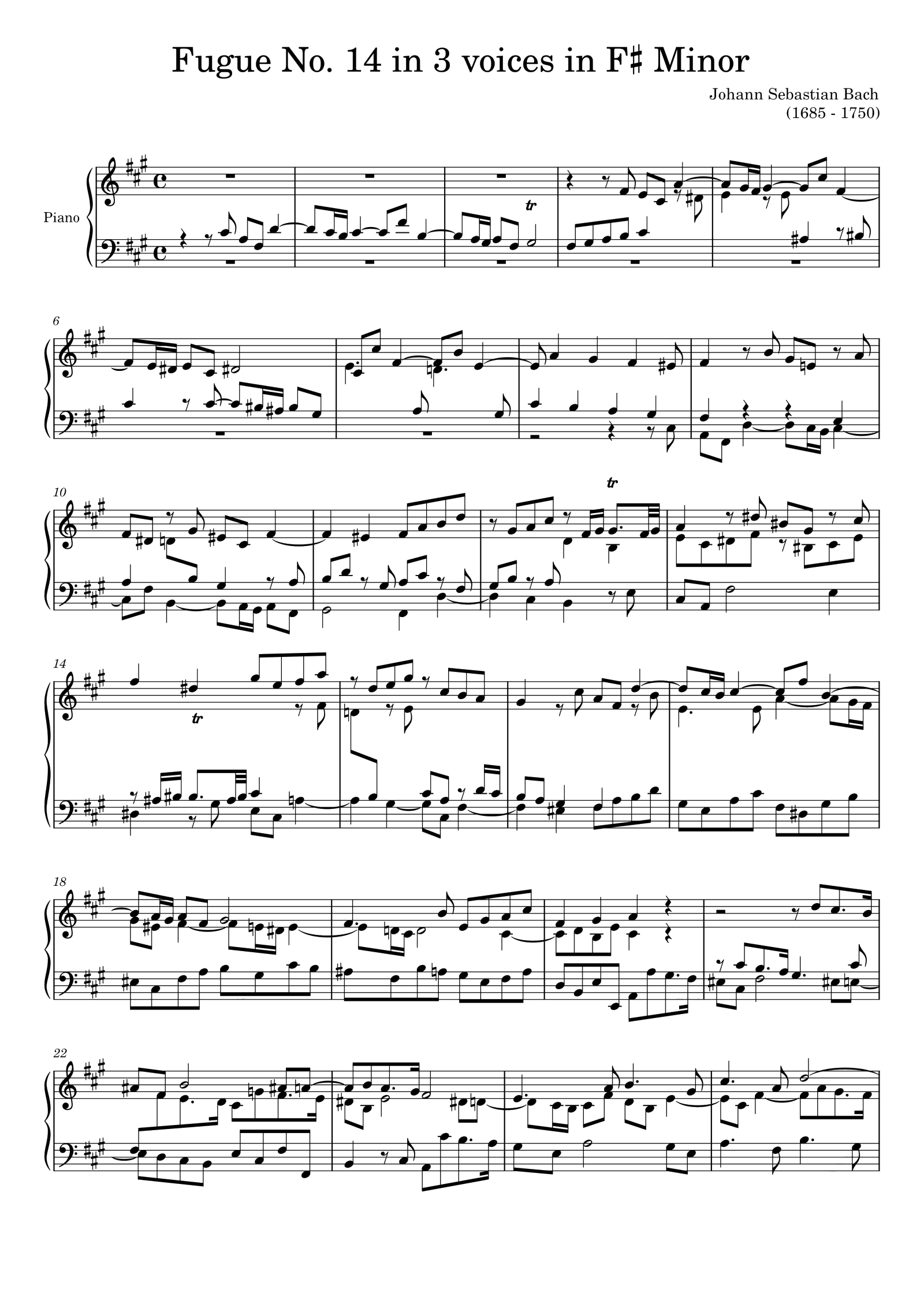 Fugue No. 14 BWV 883 in F♯ Minor