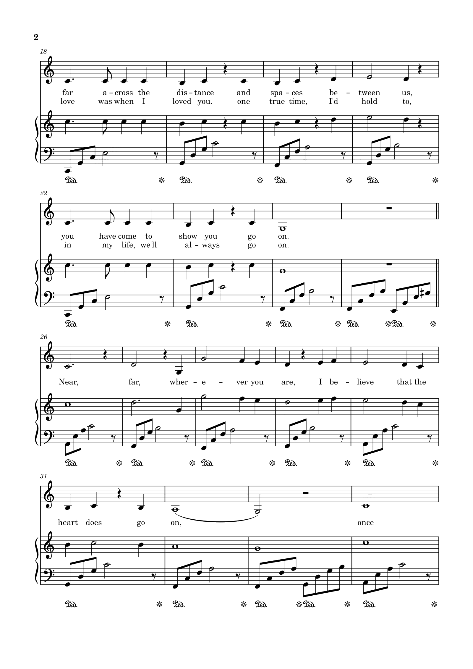 《My Heart Will Go On》简易弹唱版 带歌词C调