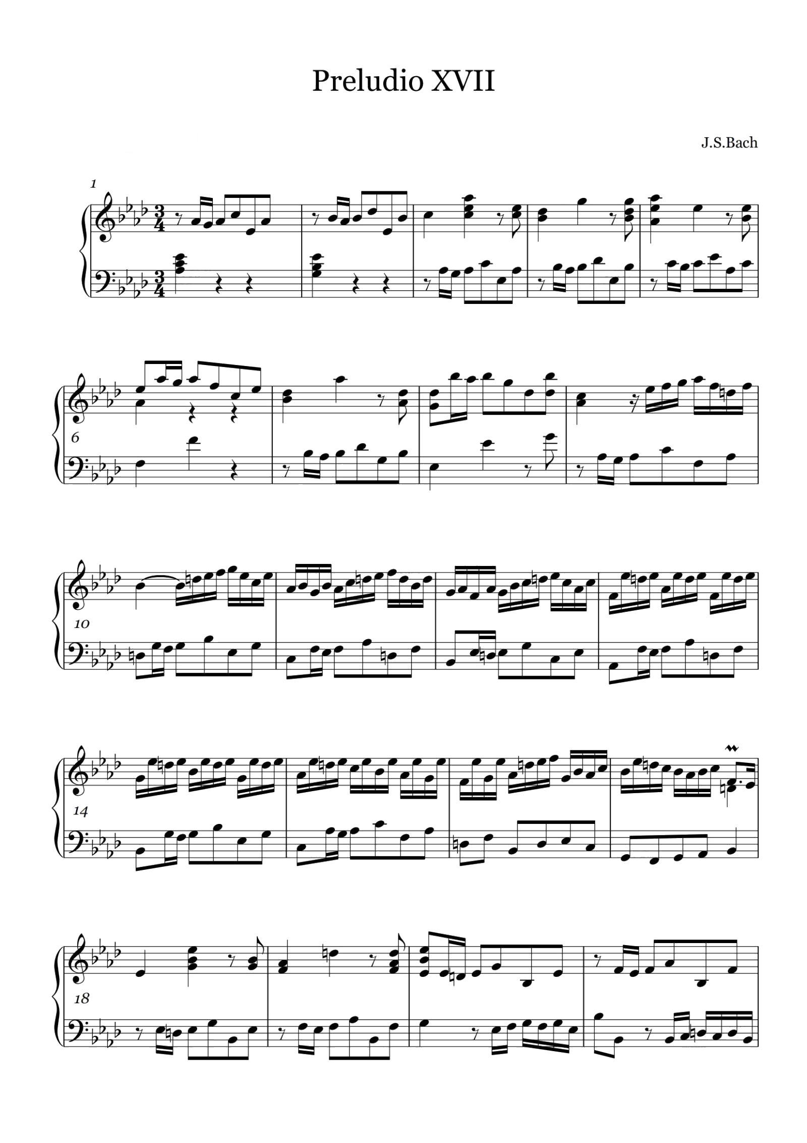 【巴赫平均律】第一册第十七首降A大调BWV862