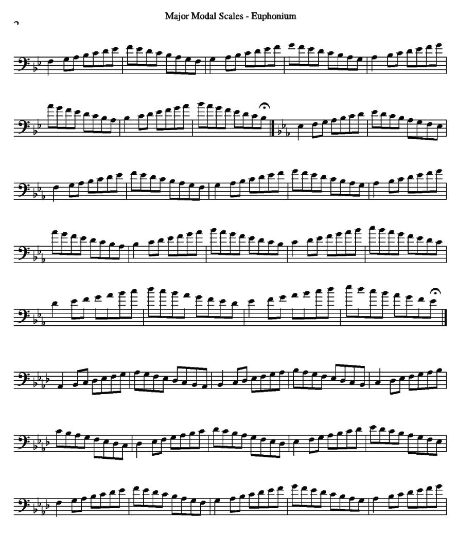major modal scales - euphonium
