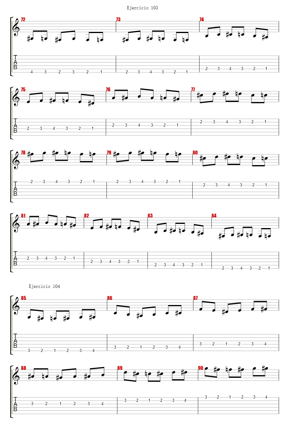 704 exercises for guitar, 1-96 - Exercises 97-140