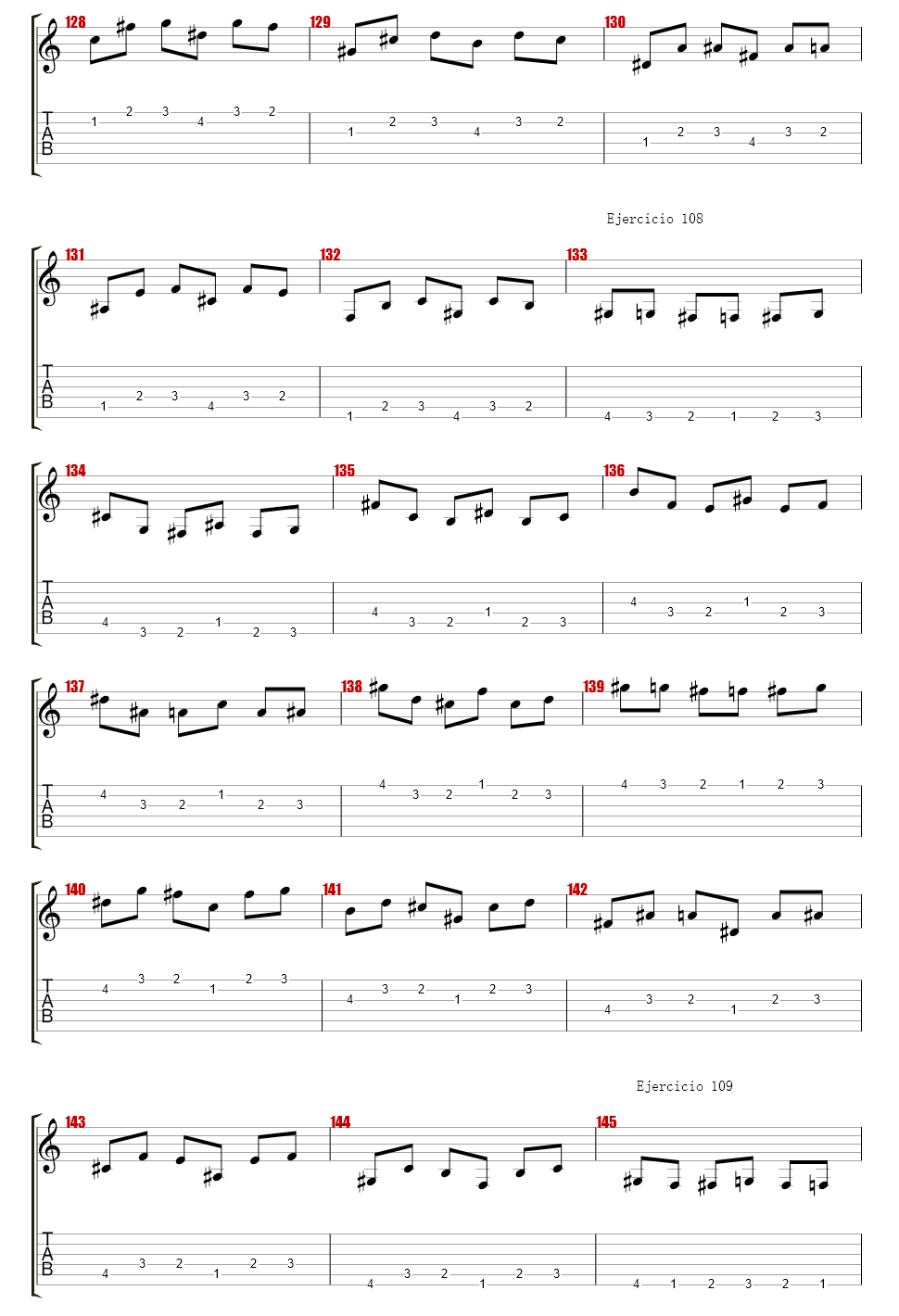 704 exercises for guitar, 1-96 - Exercises 97-140
