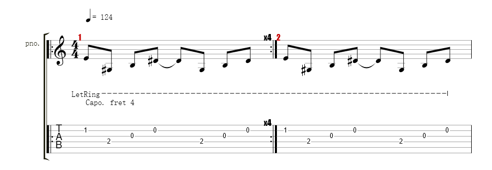 Piano arranged for Guitar