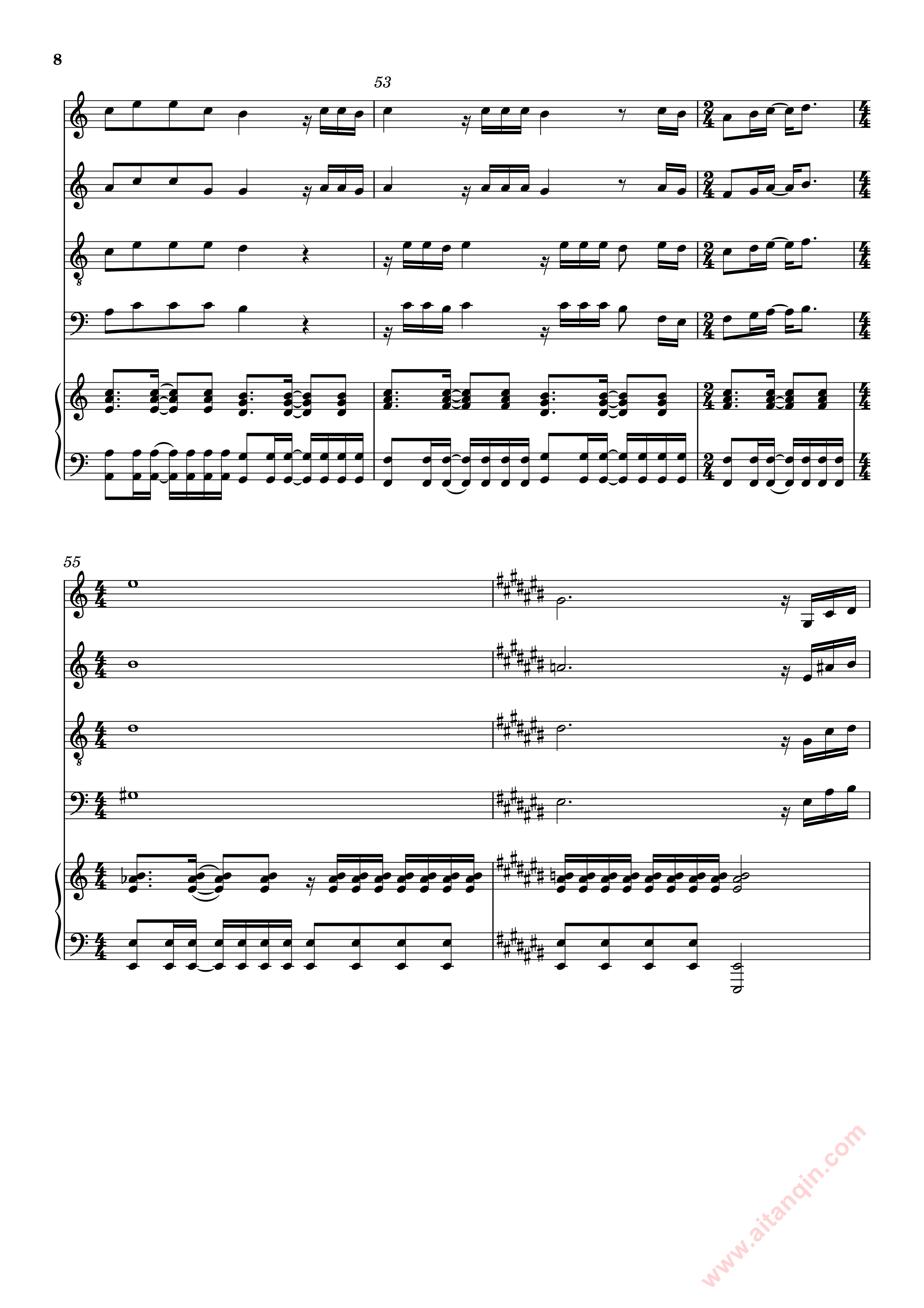 如愿 – 王菲 如愿-王菲 4声部合唱谱